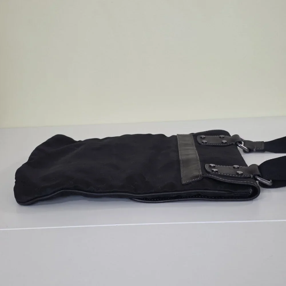 Cesare Paciotti Messenger Cross Body Dagger AOP Bag Made In Italy Black Embossed